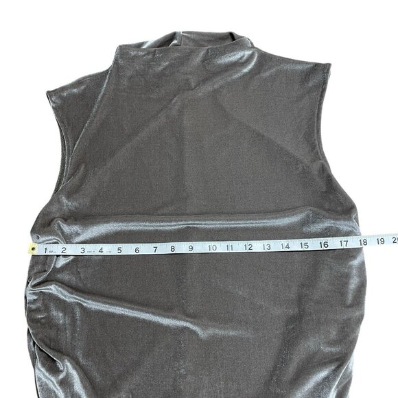 A NEW DAY TANK TOP RUCHED VELOUR NEUTRAL  HIGH MOCK NECK DRESSY SIZE XL NWT - Picture 7 of 8